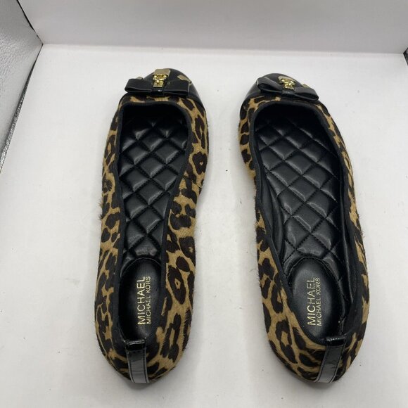 MICHAEL KORS Alice Ballet Flats size 9.5M cheetah print bows EUC - Picture 5 of 7